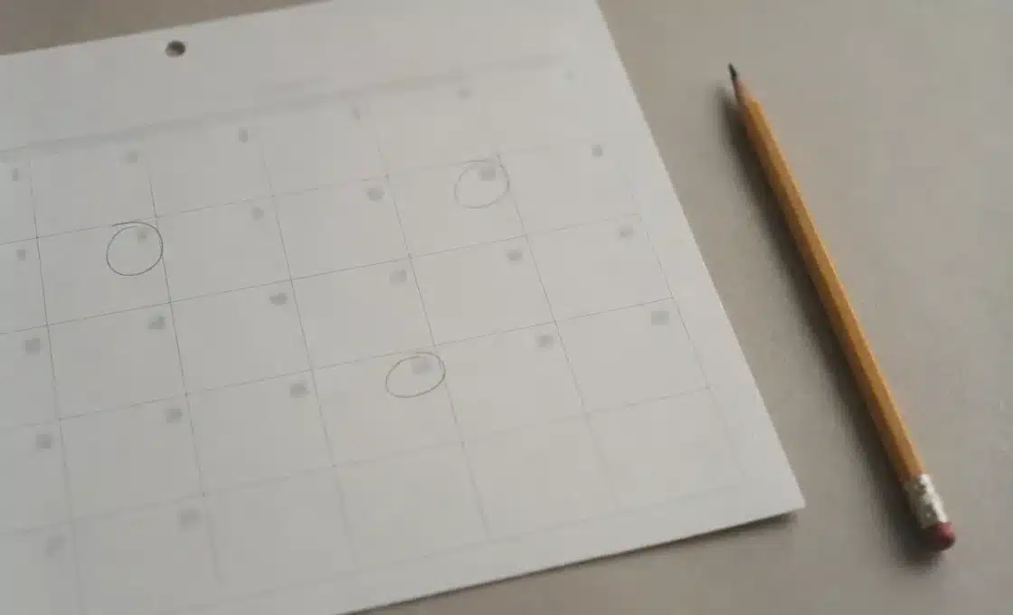 calendrier pour noter les dates de ses règles